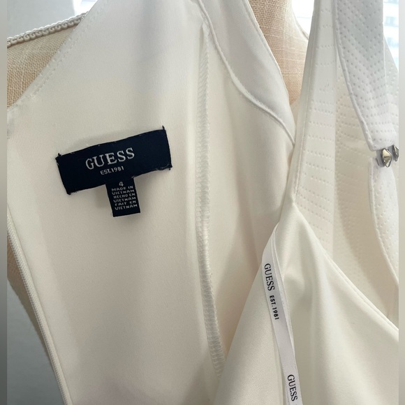 GUESS Womens White Sleeveless Embossed Dress - Picture 8 of 13